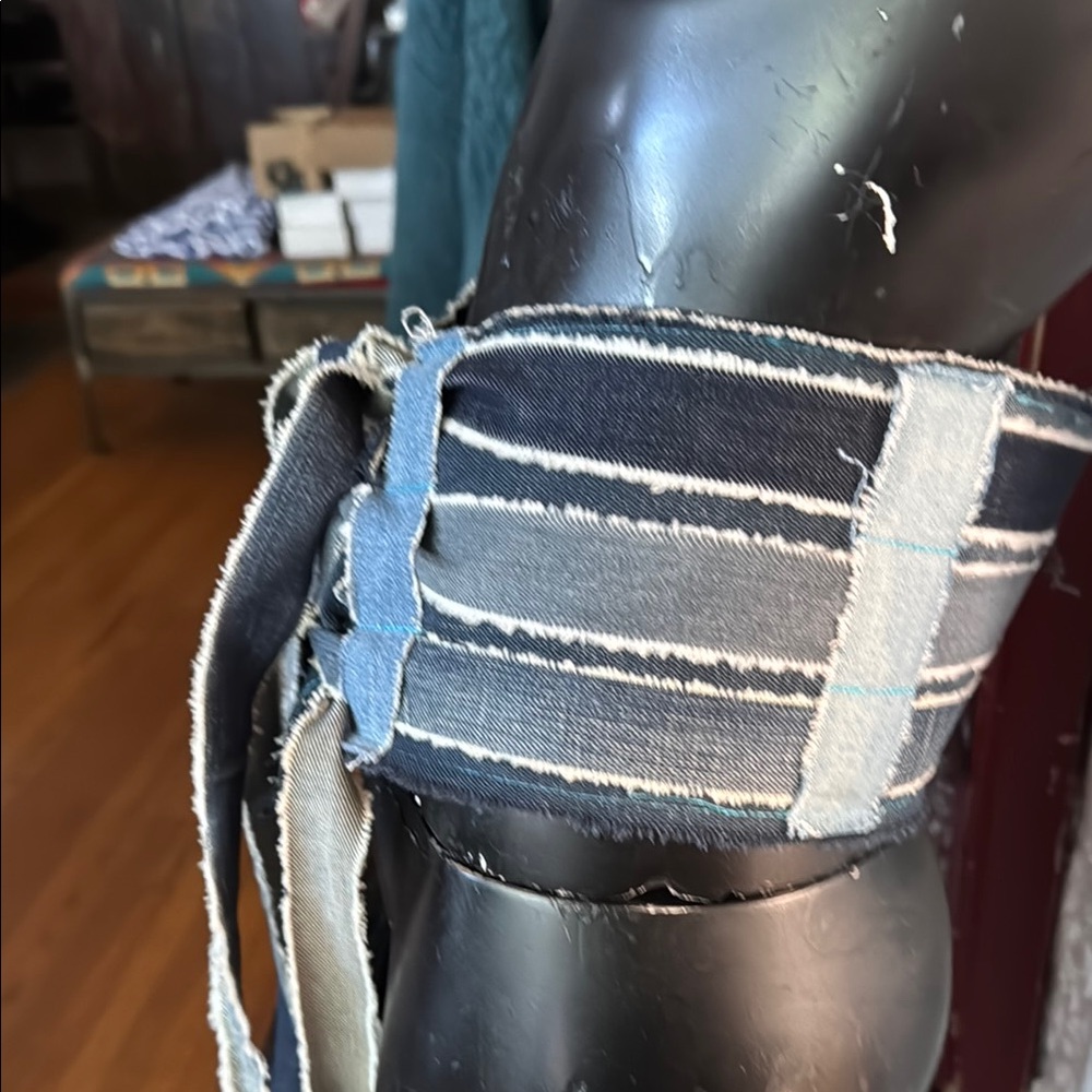 Striped Denim Waist Belt - Picture 2 of 5
